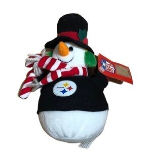 Pittsburgh Steelers Snowman Plush Christmas Ornament NEW Black Stuffed NFL